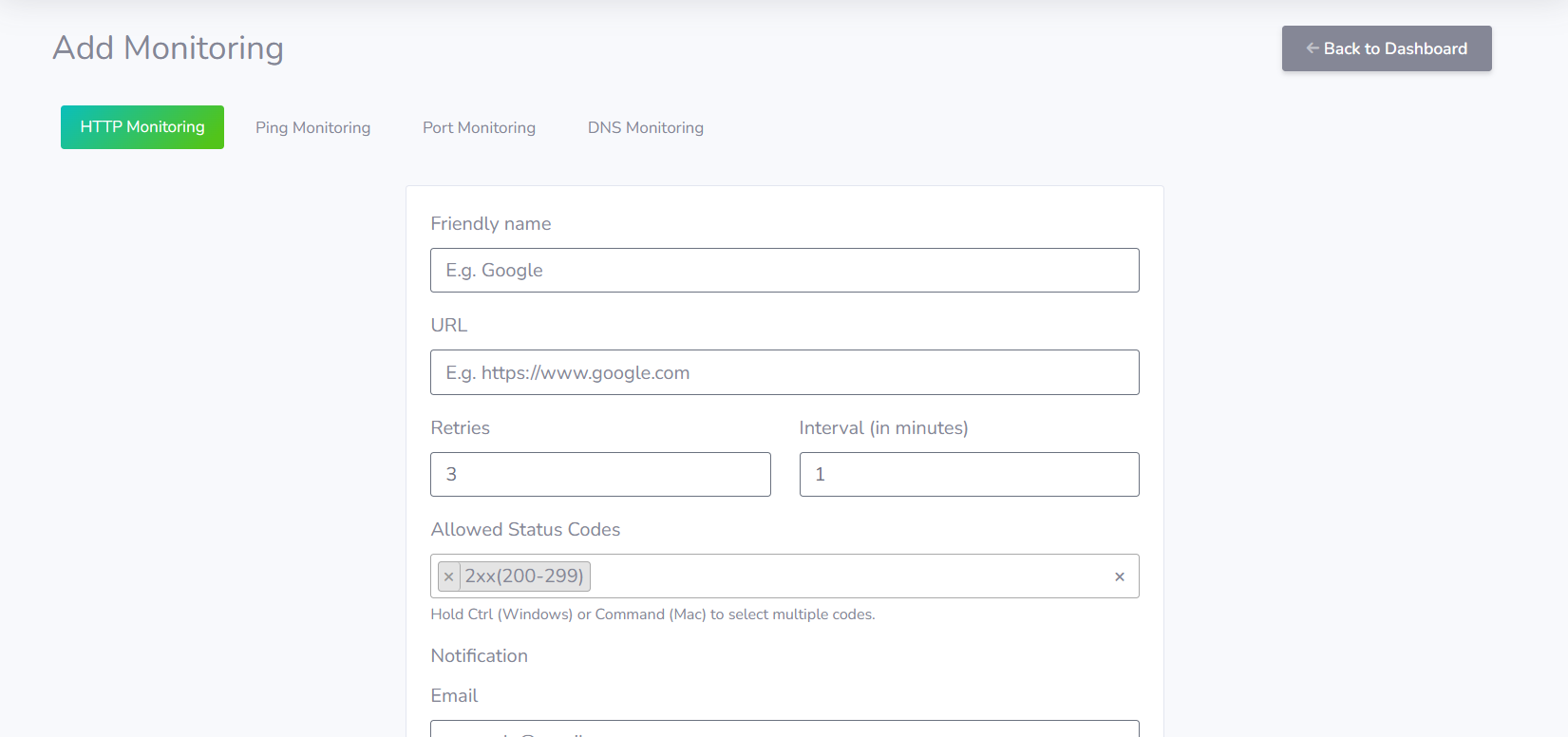 Monitor Form Preview